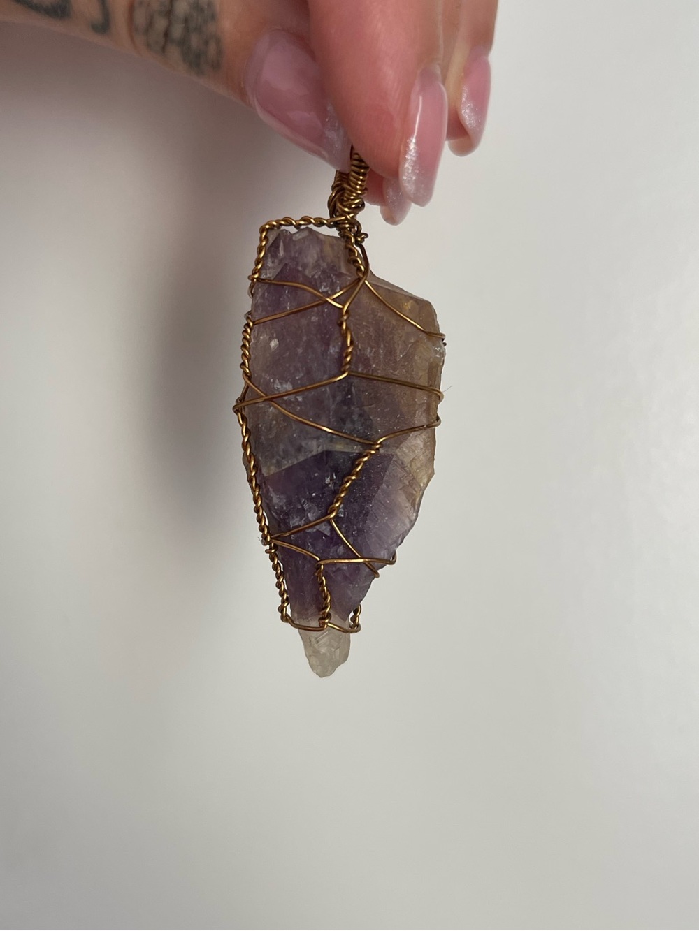 Wire wrapped Ontario amethyst pendant